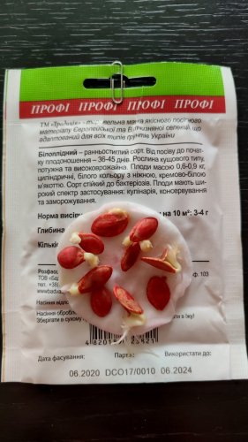 ПРОФ Кабачок Білоплідний 10г. СЦ 06.2024р 70% схожість Традиція