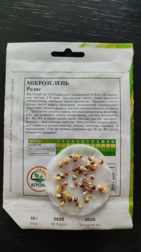 ПРОФ Мікрозелень Редис 10г Агрона 12.2025р