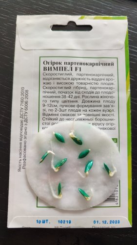Огірок Вимпель F1 10 нас. 100% схожість 2023р Агрона